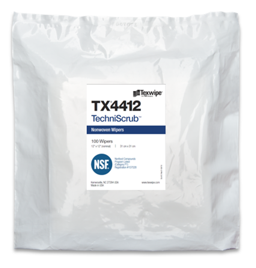 SOS Cleanroom Texwipe TX4412 TechniScrub 12" x 12" Cellulose and Polyester Cleanroom Wiper - Case