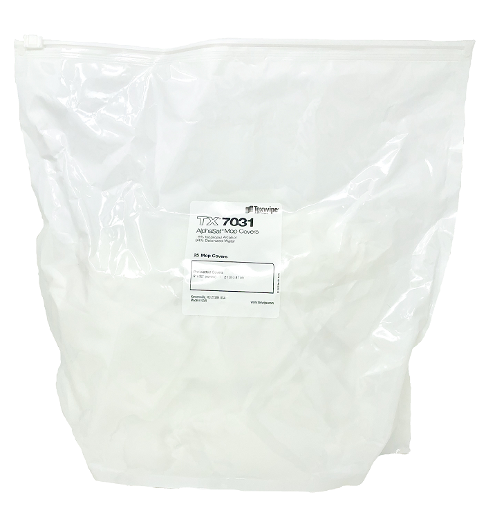 SOS Cleanroom Texwipe TX7031 AlphaSat 9" x 32" Polyester Cleanroom Wiper and Mop Cover Pre-Wetted 6% IPA (Case Qty.) - Case