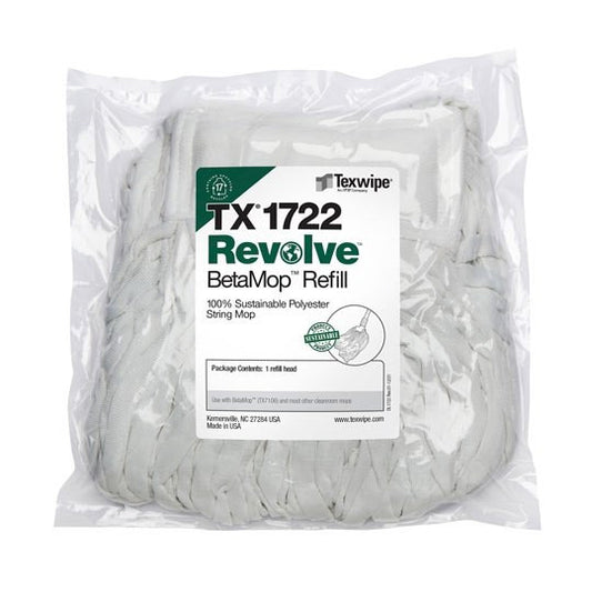 SOS Cleanroom Texwipe TX1722 Revolve BetaMop Tubular Polyester String Replacement Heads (Refills) (Case Qty.) - Case