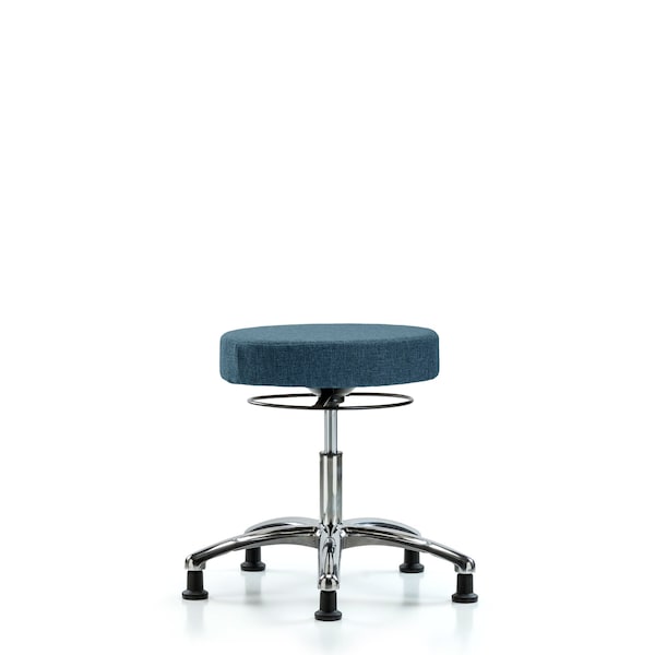 Blue Ridge Ergonomics FDHSO-CR-RG-F43 Rutledge Fabric Stool without Back Chrome - Desk Height with Stationary Glides in Blue Fabric