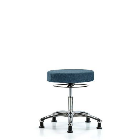 Blue Ridge Ergonomics FDHSO-CR-RG-F43 Rutledge Fabric Stool without Back Chrome - Desk Height with Stationary Glides in Blue Fabric