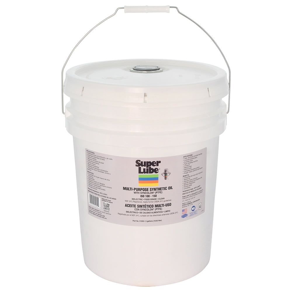 Super Lube 51050 Multipurpose Synthetic Oil w/ PTFE - Food Grade, 5 gal, Pail, Translucent Color