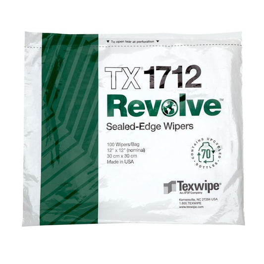 SOS Cleanroom Texwipe TX1712 Revolve 12" x 12" Upcycled Polyester Cleanroom Wiper - Bag