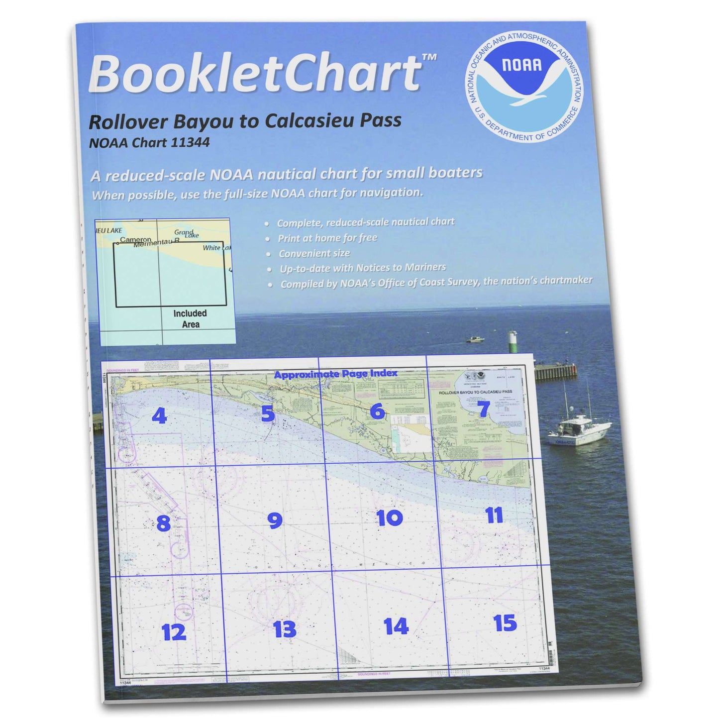 Paradise Clay CB11344 NOAA Booklet Chart Rollover Bayou to Calcasieu Pass