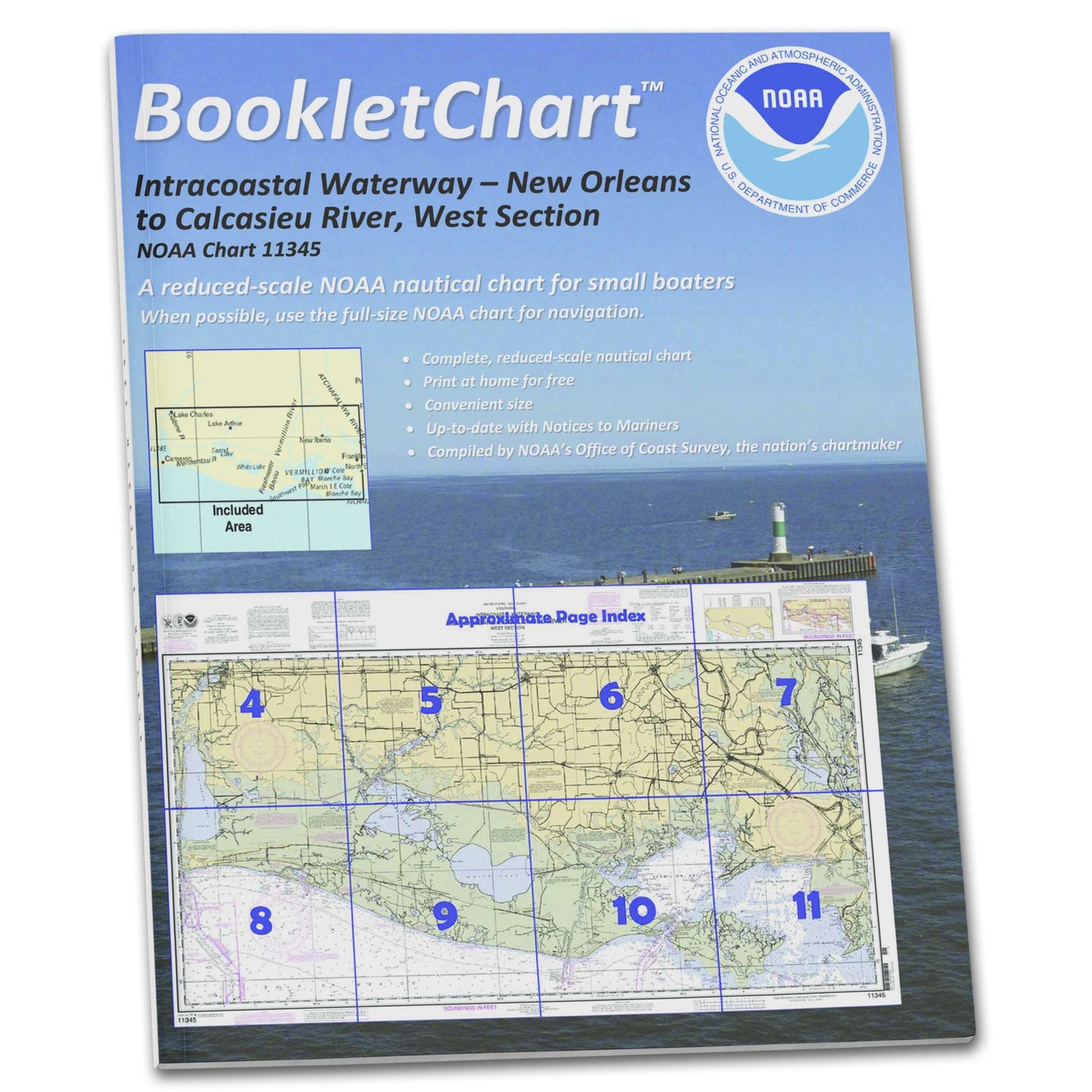 Paradise Clay CB11345 HISTORICAL NOAA Booklet Chart Intracoastal Waterway New Orleans to Calcasieu River West Section