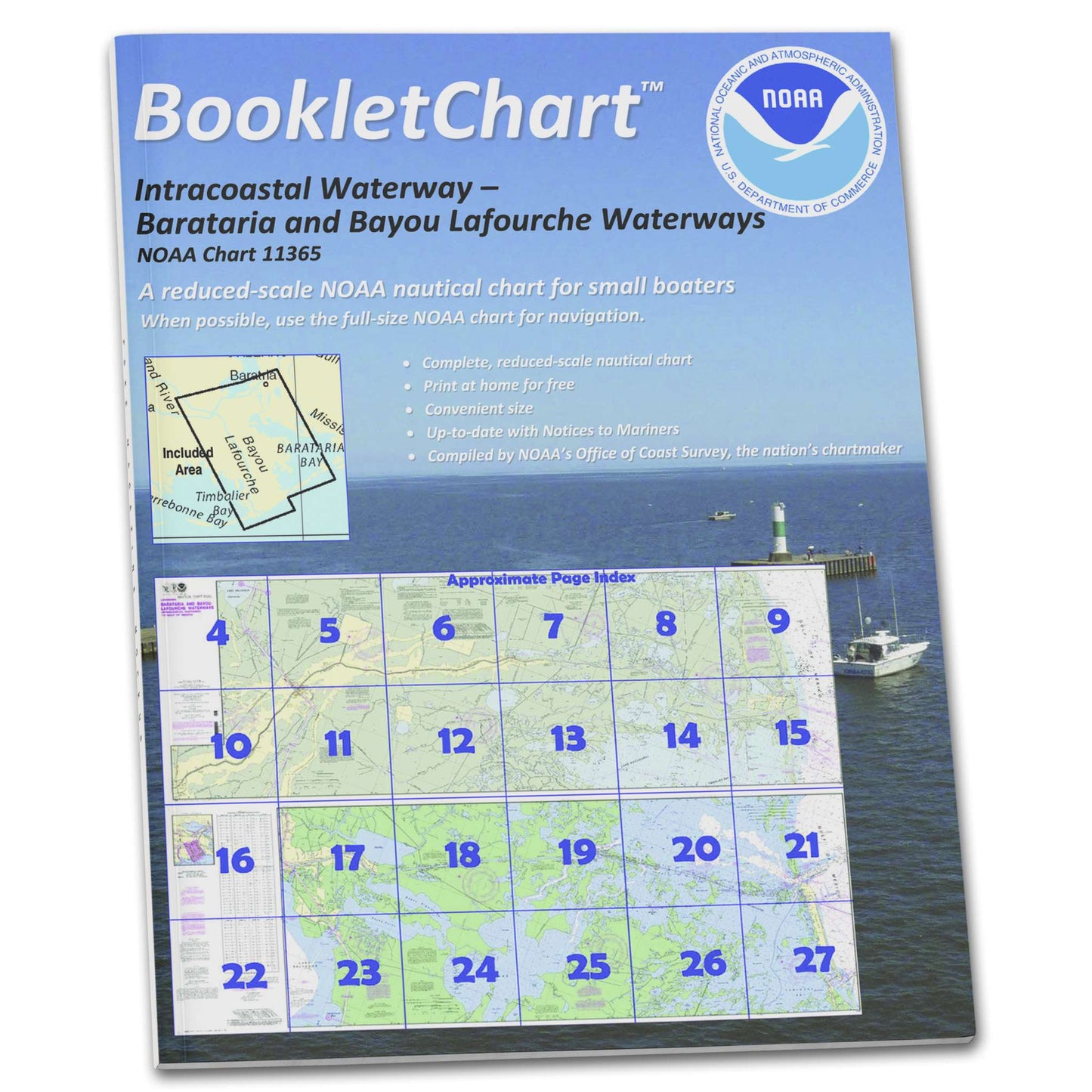 Paradise Clay CB11365 HISTORICAL NOAA Booklet Chart Barataria and Bayou Lafourche Waterways Intracoastal Waterway to Gulf