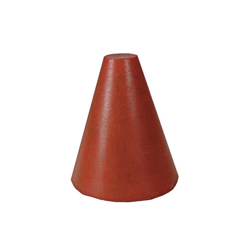 Dedeco 0074 Rubber Abrasive Cone - Tapered 1 x 3/4 - 1/4 Red Fine Silicon Carbide 1/Unit