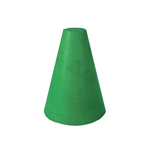 Dedeco 0078 Rubber Abrasive Cone - Tapered 1 x 7/8 - 1/4 Green Medium Silicon Carbide 1/Unit