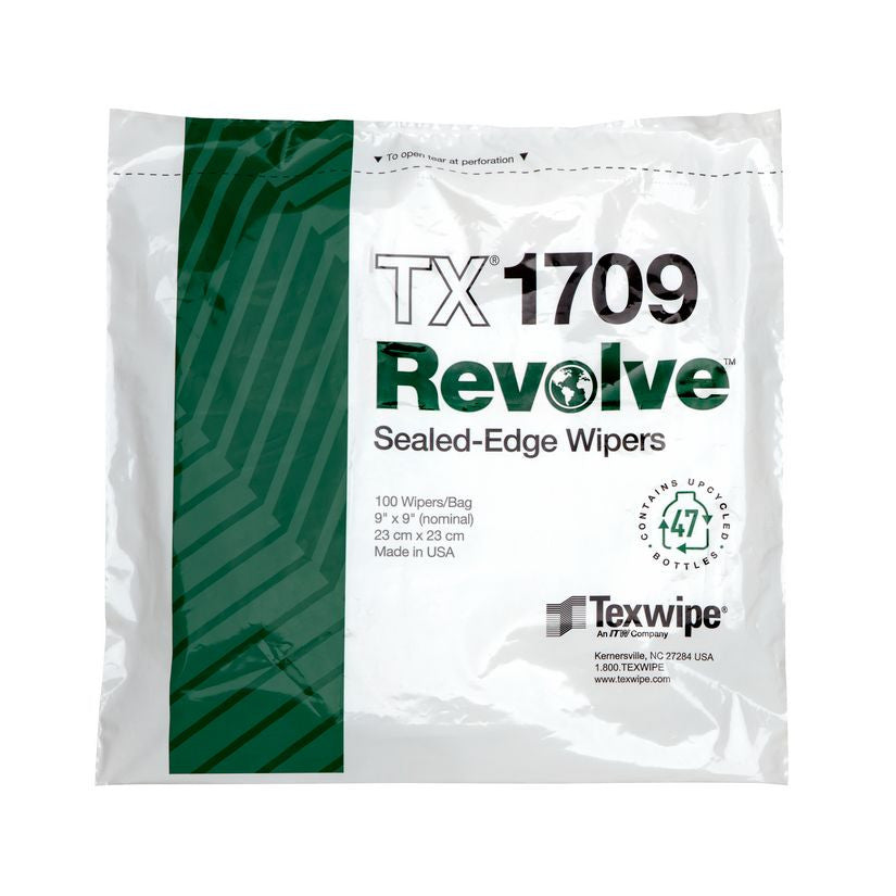 SOS Cleanroom Texwipe TX1709 Revolve 9" x 9" Upcycled Polyester Cleanroom Wiper - Bag