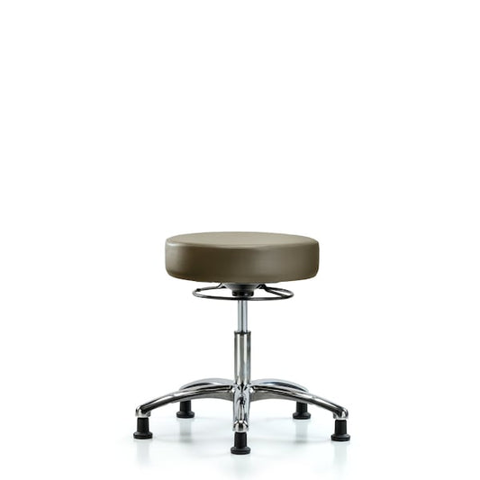 Blue Ridge Ergonomics VDHSO-CR-RG-8809 Rutledge Vinyl Stool without Back Chrome - Desk Height with Stationary Glides in Taupe Supernova™ Vinyl