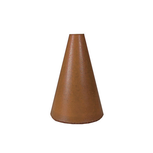 Dedeco 0081 Rubber Abrasive Cone - Tapered 1-1/2 x 1 - 1/4 Brown Extra Coarse Aluminum Oxide 1/Unit