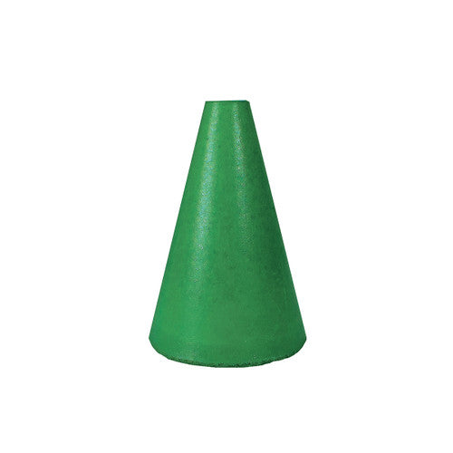 Dedeco 0083 Rubber Abrasive Cone - Tapered 1-1/2 x 1 - 1/4 Green Medium Silicon Carbide 1/Unit