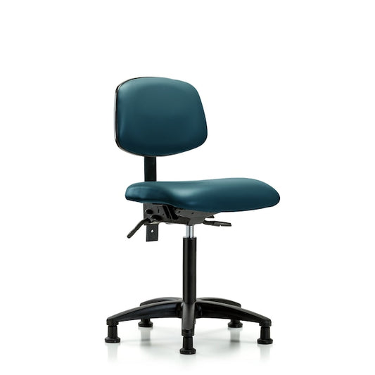 Blue Ridge Ergonomics VMBCH-RG-T0-A0-NF-RG-8801 Rutledge Vinyl Chair - Medium Bench Height with Stationary Glides in Marine Blue Supernova™ Vinyl