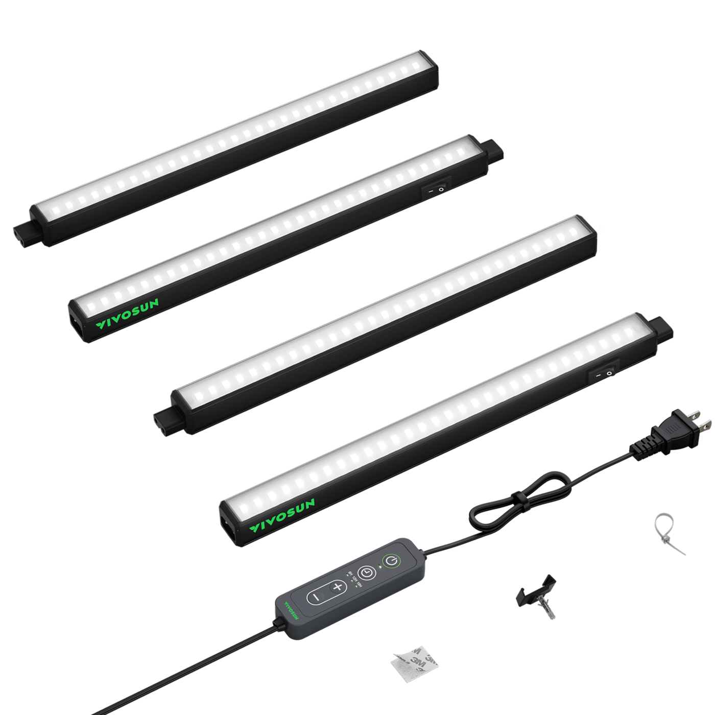 Vivosun T5 Grow Lights for Indoor Plants, 5000K Full Spectrum 28W (4 x 7W), 1FT LED Plant Light Strip with Timer & Dimming Controller for Seed Starting, 4-Pack