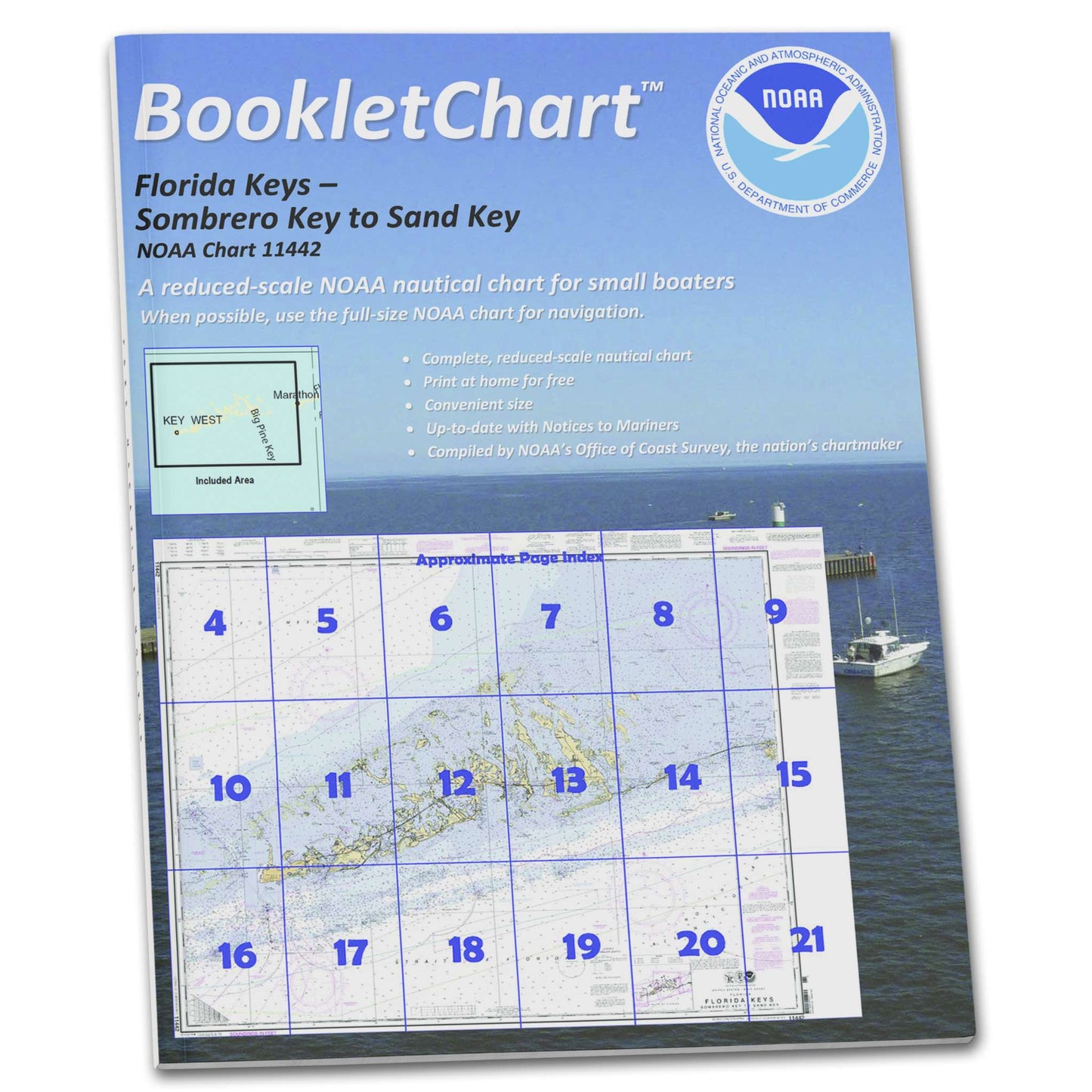 Paradise Clay CB11442 HISTORICAL NOAA Booklet Florida Keys Sombrero Key to Sand Key, Handy 8.5" x 11" Size. Paper Chart Book Designed for use Aboard Small Craft