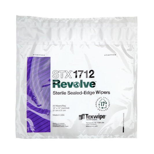 SOS Cleanroom Texwipe STX1712 Sterile Revolve 12" x 12" Upcycled Polyester Cleanroom Wiper (Case Qty.) - Case