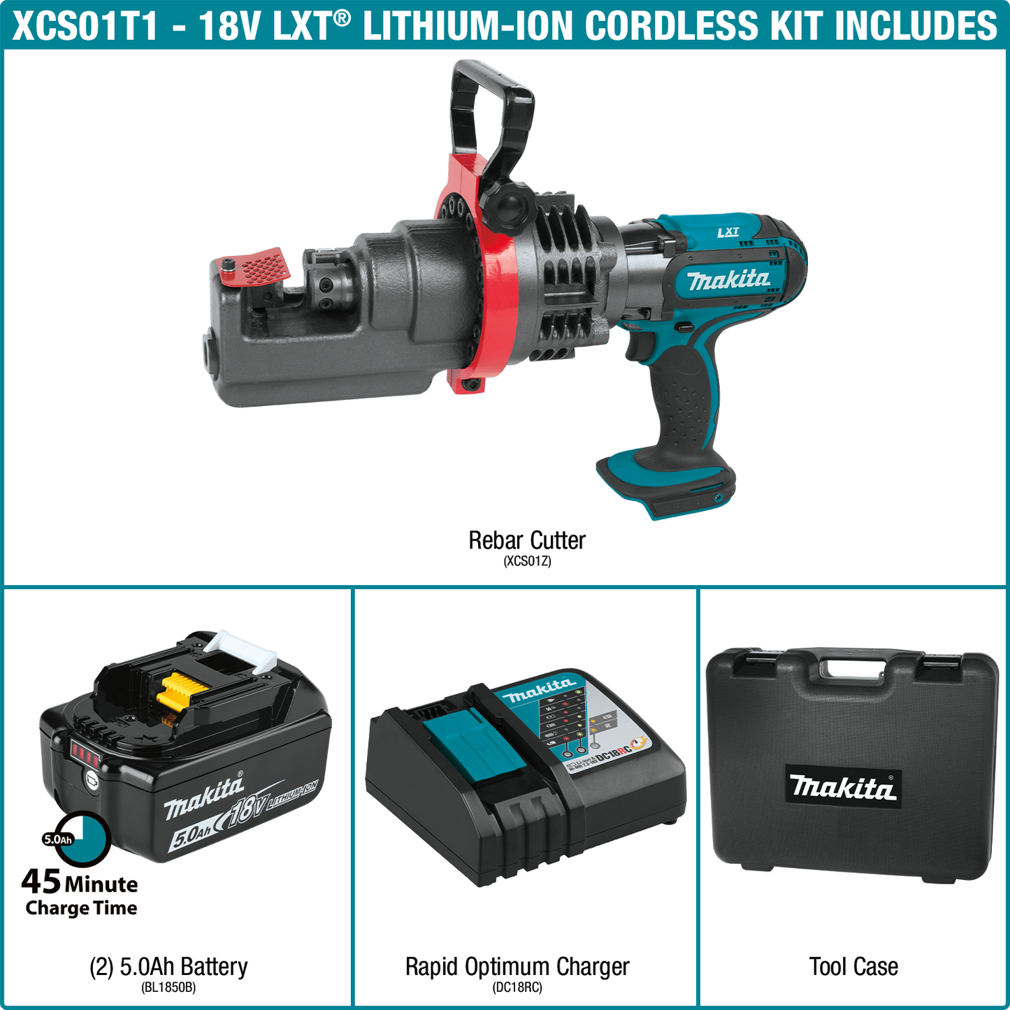 Makita XCS01T1 18V LXT® Lithium‘Ion Cordless Rebar Cutter Kit (5.0Ah)