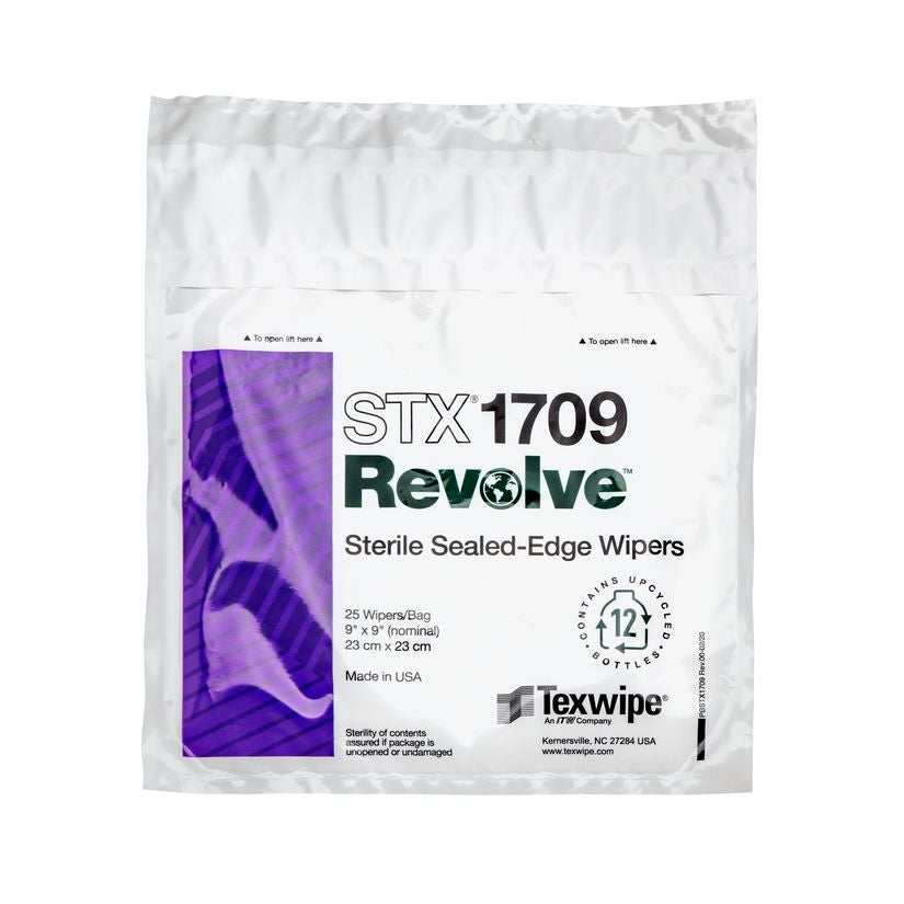 SOS Cleanroom Texwipe STX1709 Sterile Revolve 9" x 9" Upcycled Polyester Cleanroom Wiper (Case Qty.) - Case