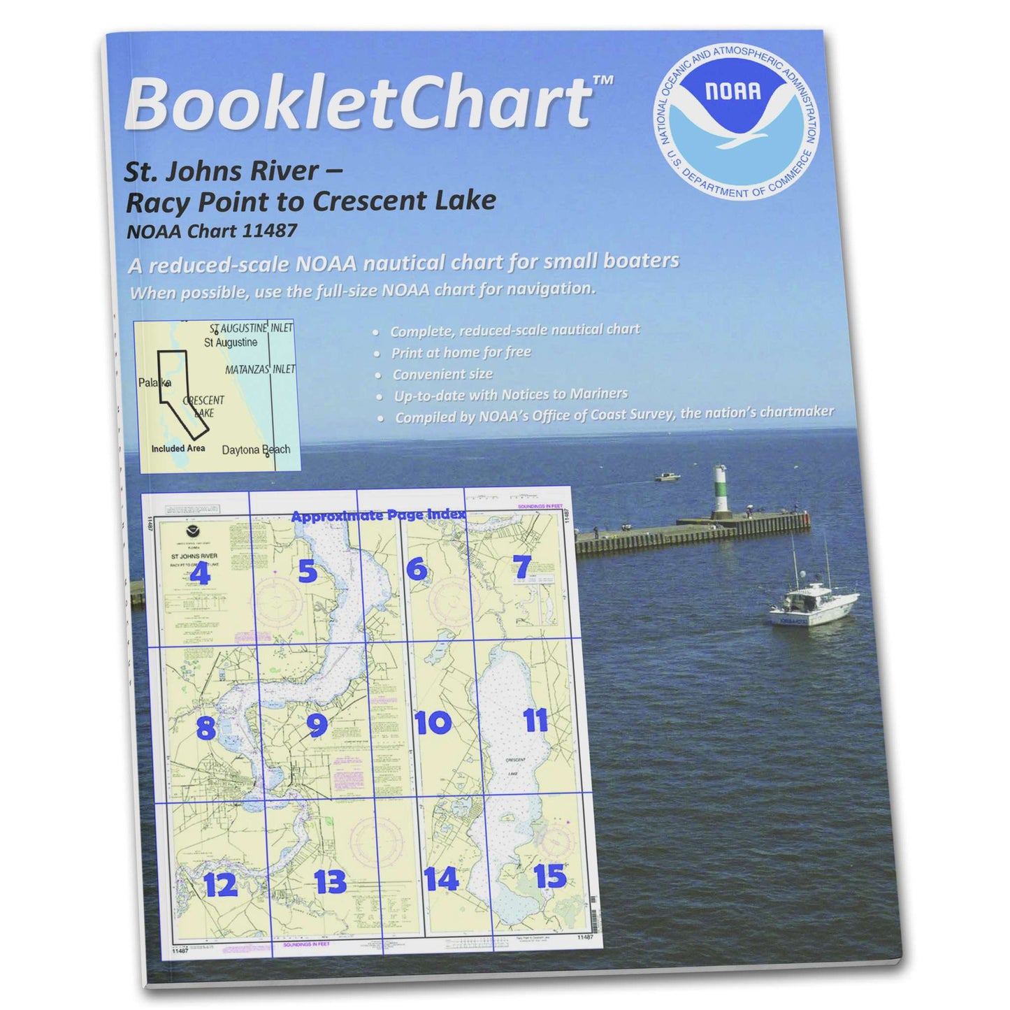 Paradise Clay CB11487 HISTORICAL NOAA Booklet Chart St. Johns River Racy Point to Crescent Lake
