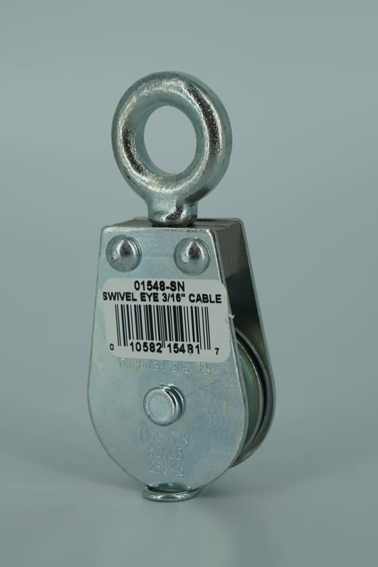 Block Division 01548-SN 1-1/2″ Swivel Eye Pulley Block, Snatch Pin, 3/16″ Rope