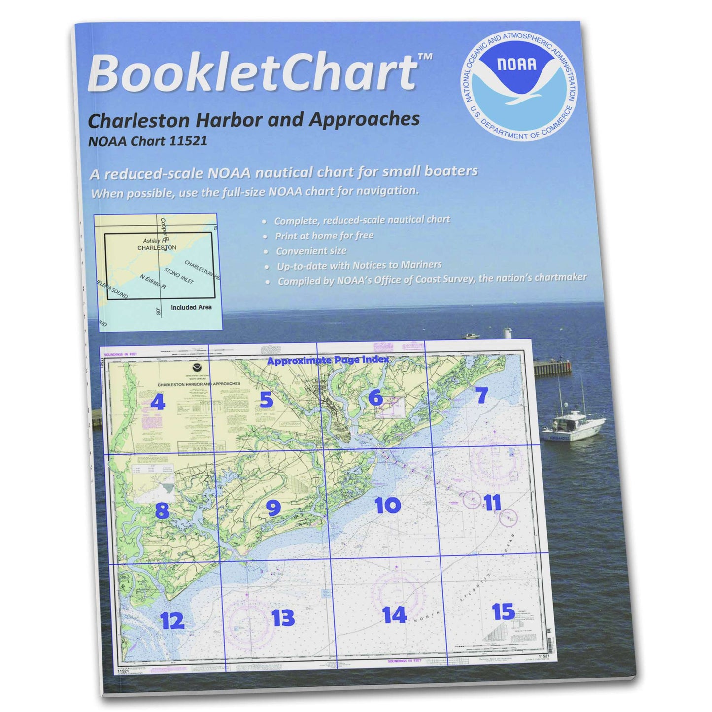 Paradise Clay CB11521 HISTORICAL NOAA Booklet Chart Charleston Harbor and Approaches, Handy 8.5" x 11" Size. Paper Chart Book Designed for use Aboard Small Craft