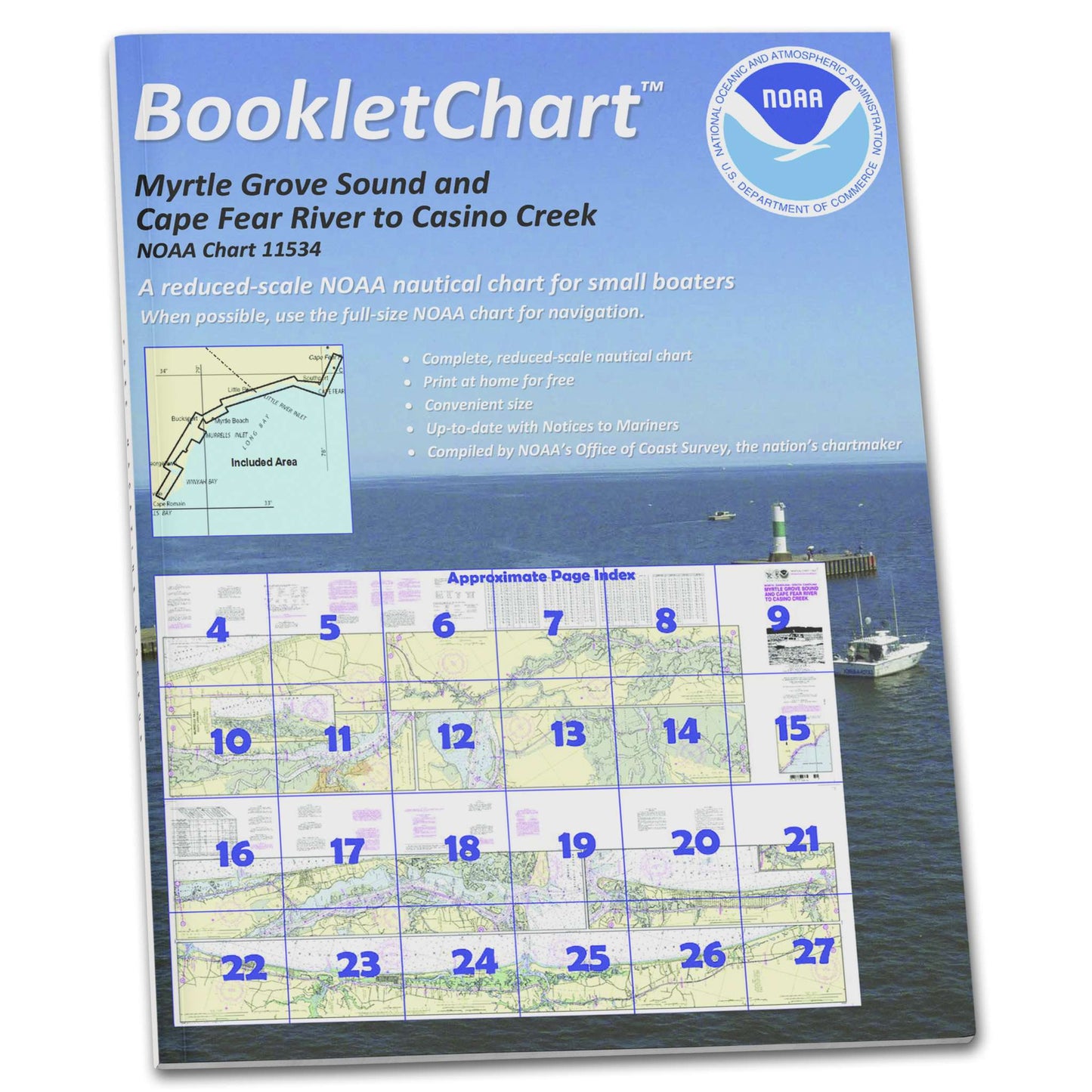 Paradise Clay CB11534 HISTORICAL NOAA Booklet Chart Intracoastal Waterway Myrtle Grove Sound and Cape Fear River to Casino.