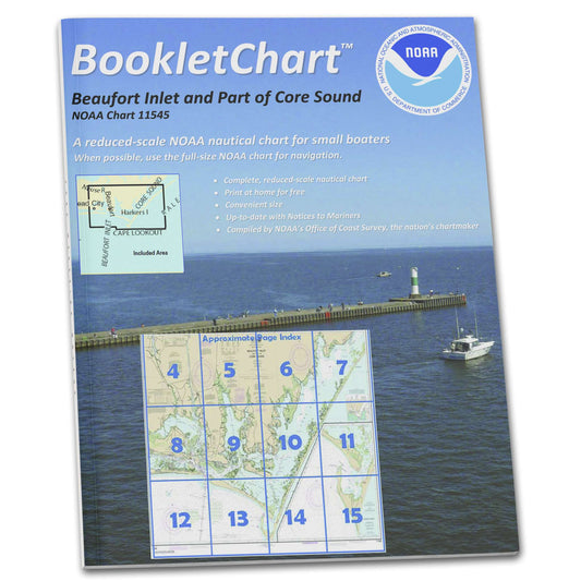 Paradise Clay CB11545 HISTORICAL NOAA Booklet Chart Beaufort Inlet and Part of Core Sound;Lookout Bight, Handy 8.5" x 11" Size. Paper Chart Book Designed for use Aboard Small Craft