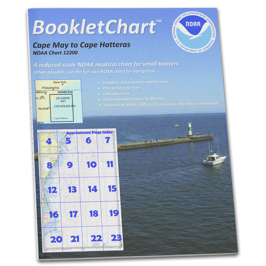 Paradise Clay CB12200 HISTORICAL NOAA Booklet Chart Cape May to Cape Hatteras, Handy 8.5" x 11" Size. Paper Chart Book Designed for use Aboard Small Craft