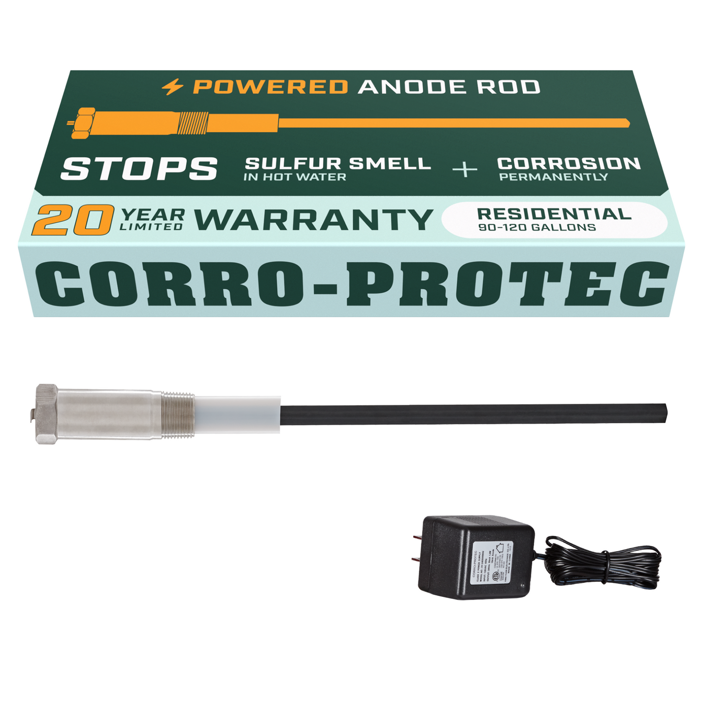 Corro-Protec 96388 Powered Titanium Anode Rod for 90-120 Gallon Tanks