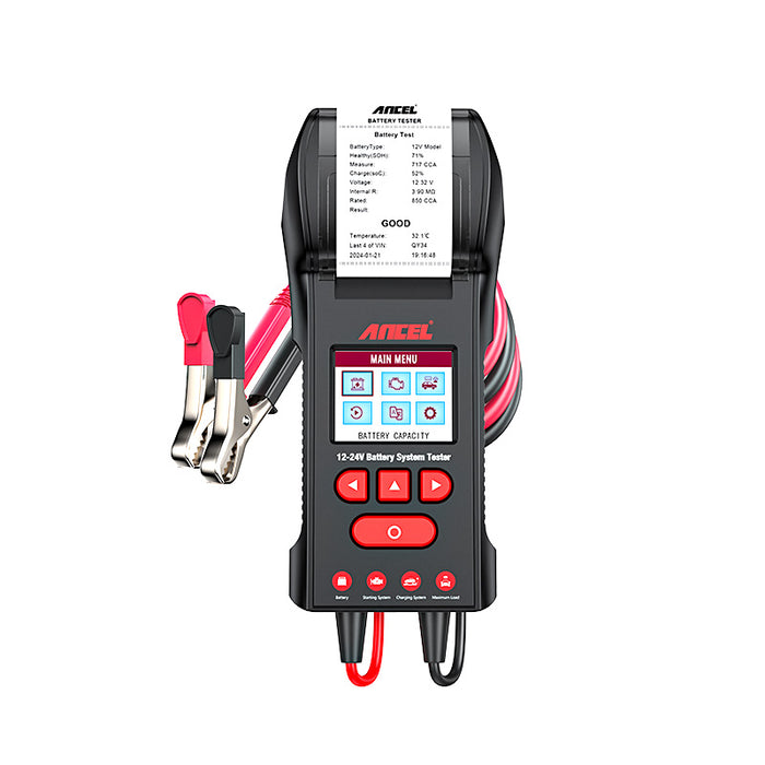 Ancel BST600 12V & 24V Car Battery Load Tester with Built-In Printer – Professional Automotive Analyzer