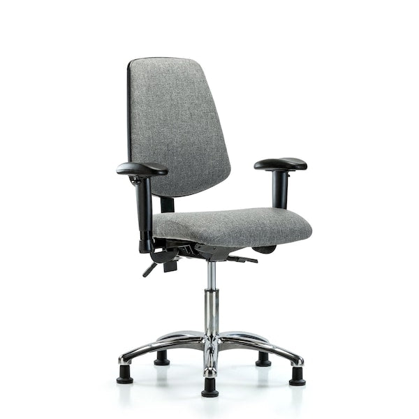 Blue Ridge Ergonomics FDHCH-MB-CR-T0-A1-RG-F44 Rutledge Fabric Chair Chrome - Desk Height with Medium Back, Adjustable Arms, & Stationary Glides in Gray Fabric
