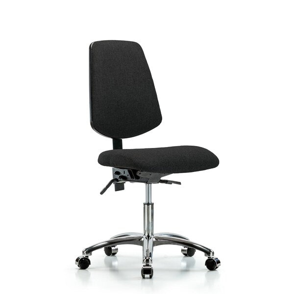 Blue Ridge Ergonomics FDHCH-MB-CR-T1-A0-CC-F42 Rutledge Fabric Chair Chrome - Desk Height with Medium Back, Seat Tilt, & Casters in Black Fabric