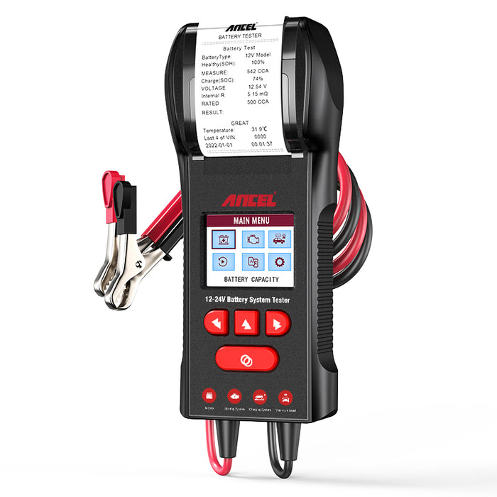 Ancel BST600 12V & 24V Car Battery Load Tester with Built-In Printer – Professional Automotive Analyzer