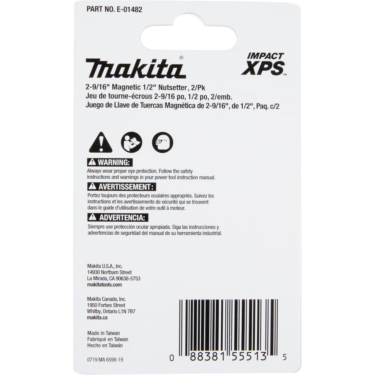 Makita E-01482 Impact XPS® 2‘9/16" Magnetic 1/2" Nutsetter, 2/pk