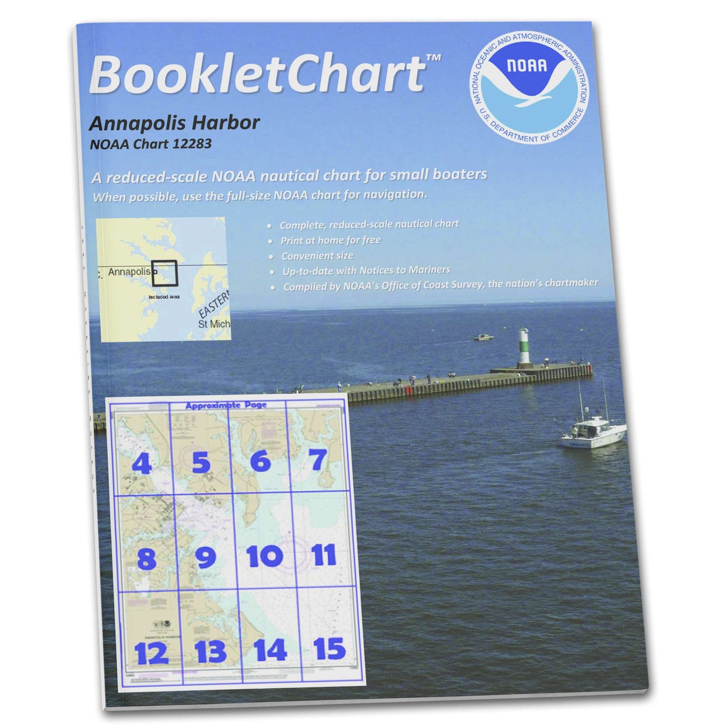 Paradise Clay CB12283 HISTORICAL NOAA Booklet Chart Annapolis Harbor, Handy 8.5" x 11" Size. Paper Chart Book Designed for use Aboard Small Craft