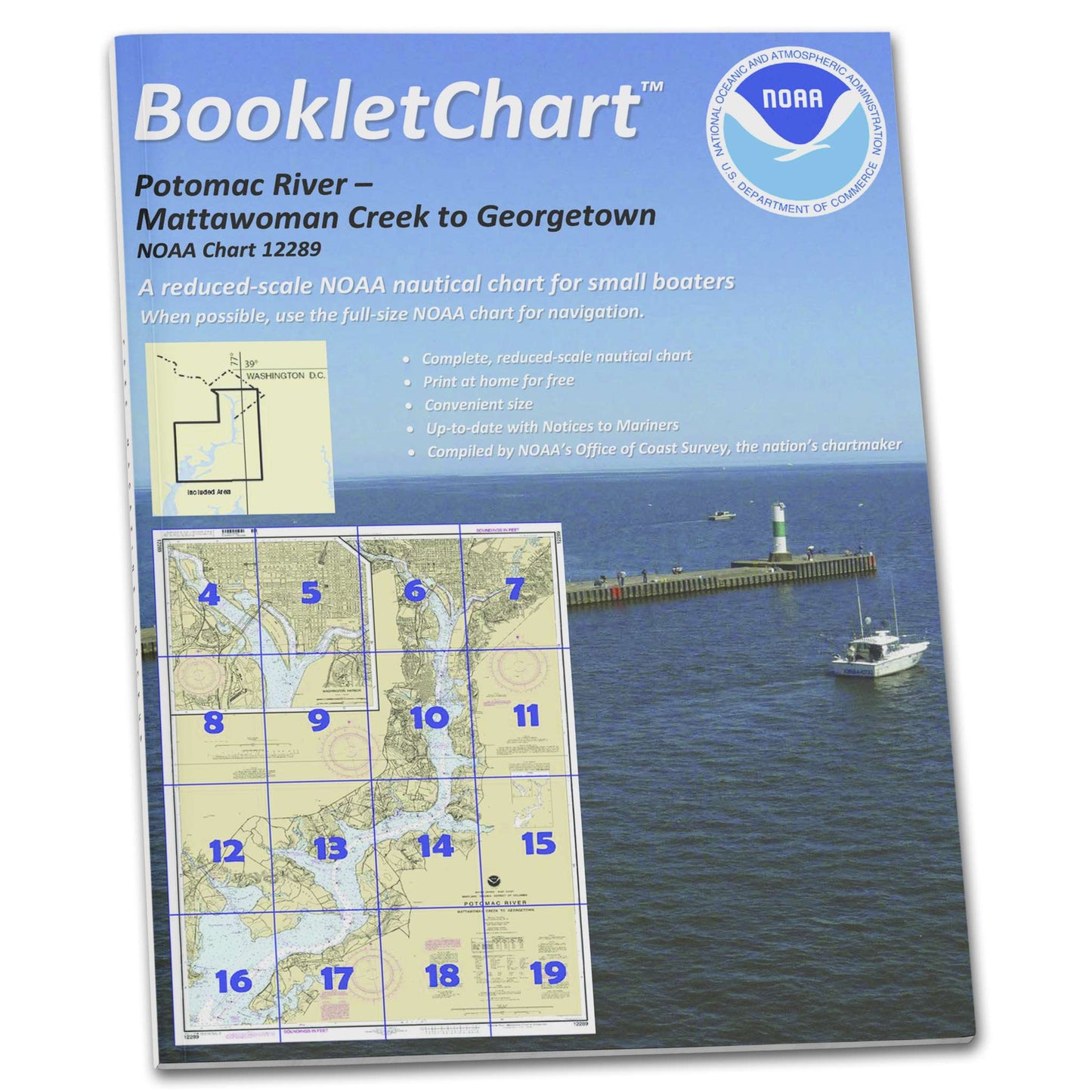 Paradise Clay CB12289 HISTORICAL NOAA Booklet Potomac River Mattawoman Creek to Georgetown;Washington Harbor, Handy 8.5" x 11" Size. Paper Chart Book Designed for use Aboard Small Craft
