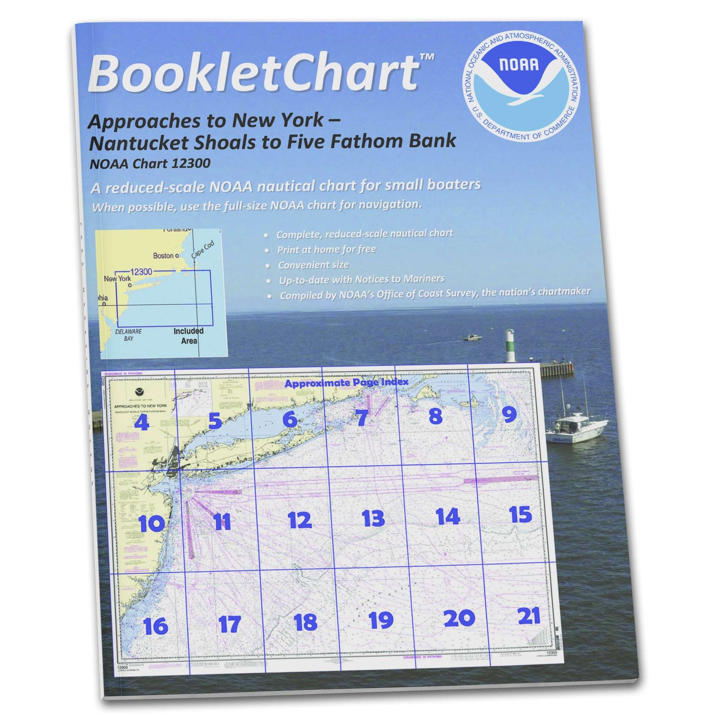 Paradise Clay CB12300 HISTORICAL NOAA Booklet Chart Approaches to New York: Nantucket Shoals to Five Fathom Bank