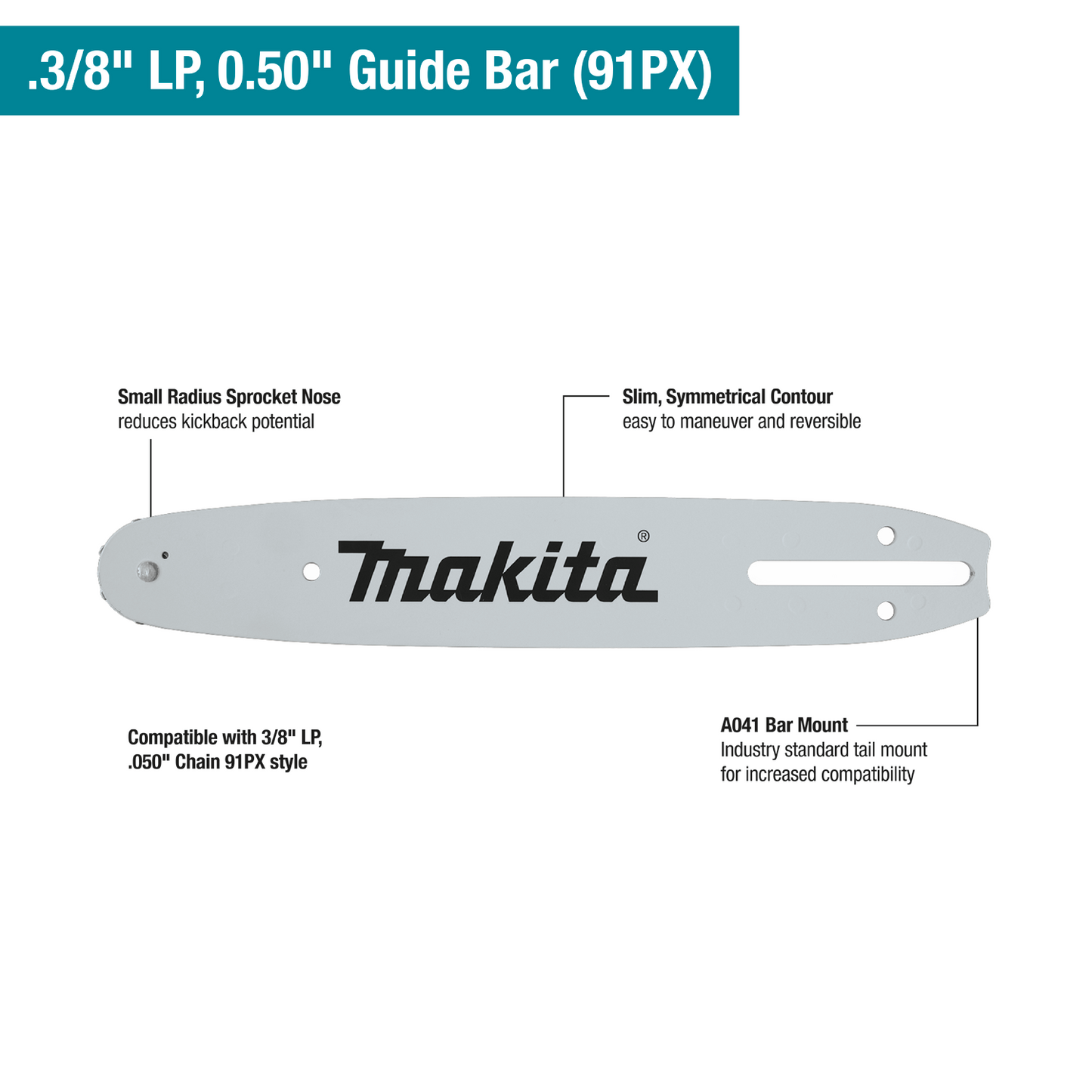 Makita E-00088 14" Guide Bar, 3/8 LP, .050