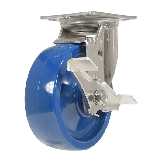 Vestil CST-F-SS-6X2SP-SWB Solid Polyurethane Swivel With Brake Caster 6 In. Diameter x 2 In. Width 1200 lb Dark Blue
