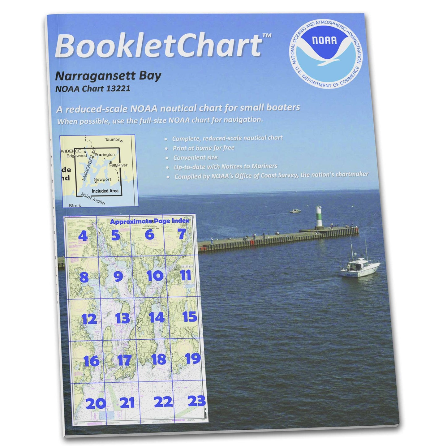 Paradise Clay CB13221 HISTORICAL NOAA Booklet Chart Narragansett Bay, Handy 8.5" x 11" Size. Paper Chart Book Designed for use Aboard Small Craft