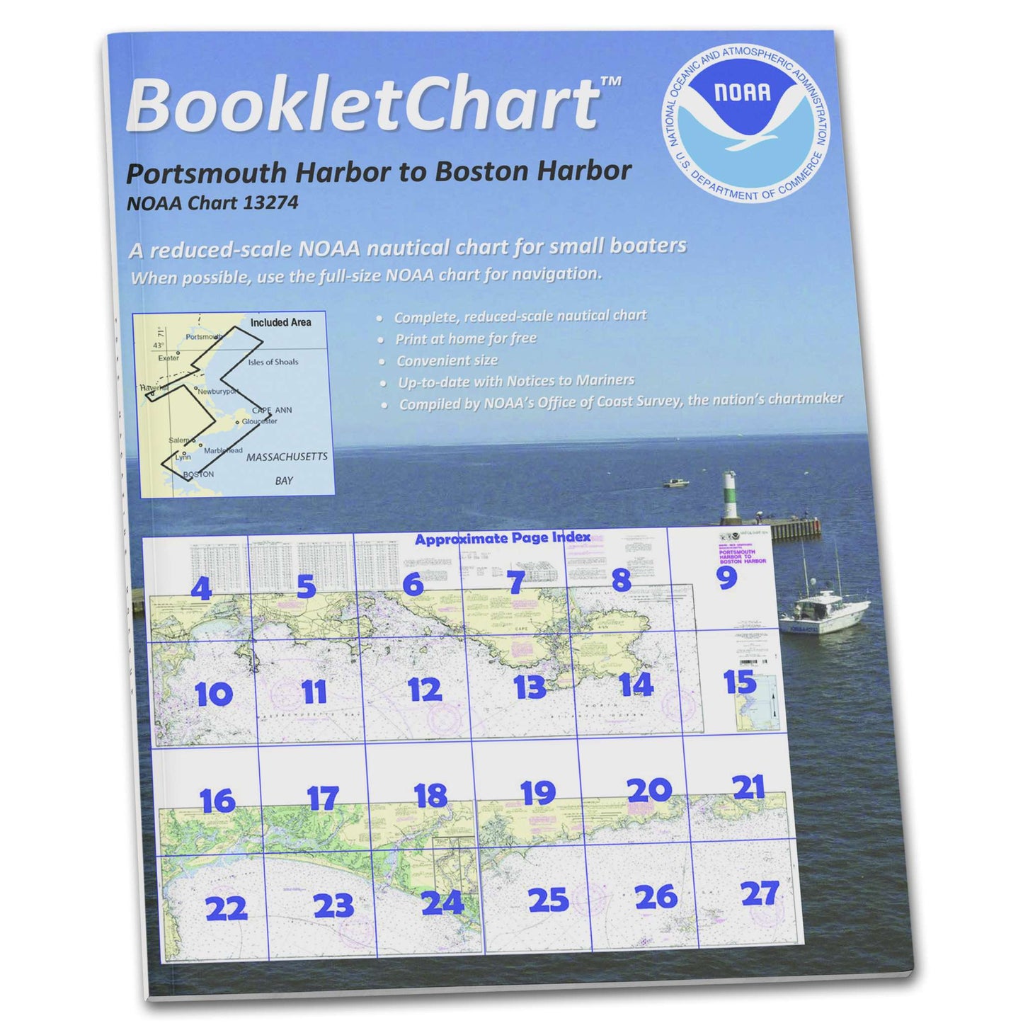 Paradise Clay CB13274 HISTORICAL NOAA Booklet Chart Portsmouth Harbor to Boston Harbor; Merrimack River Extension