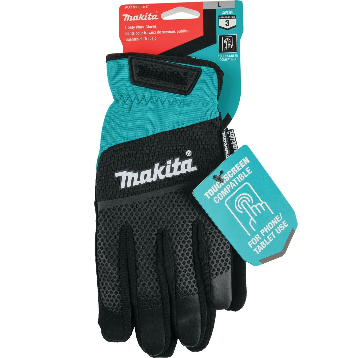 Makita T-04167 Open Cuff Flexible Protection Utility Work Gloves (Large)