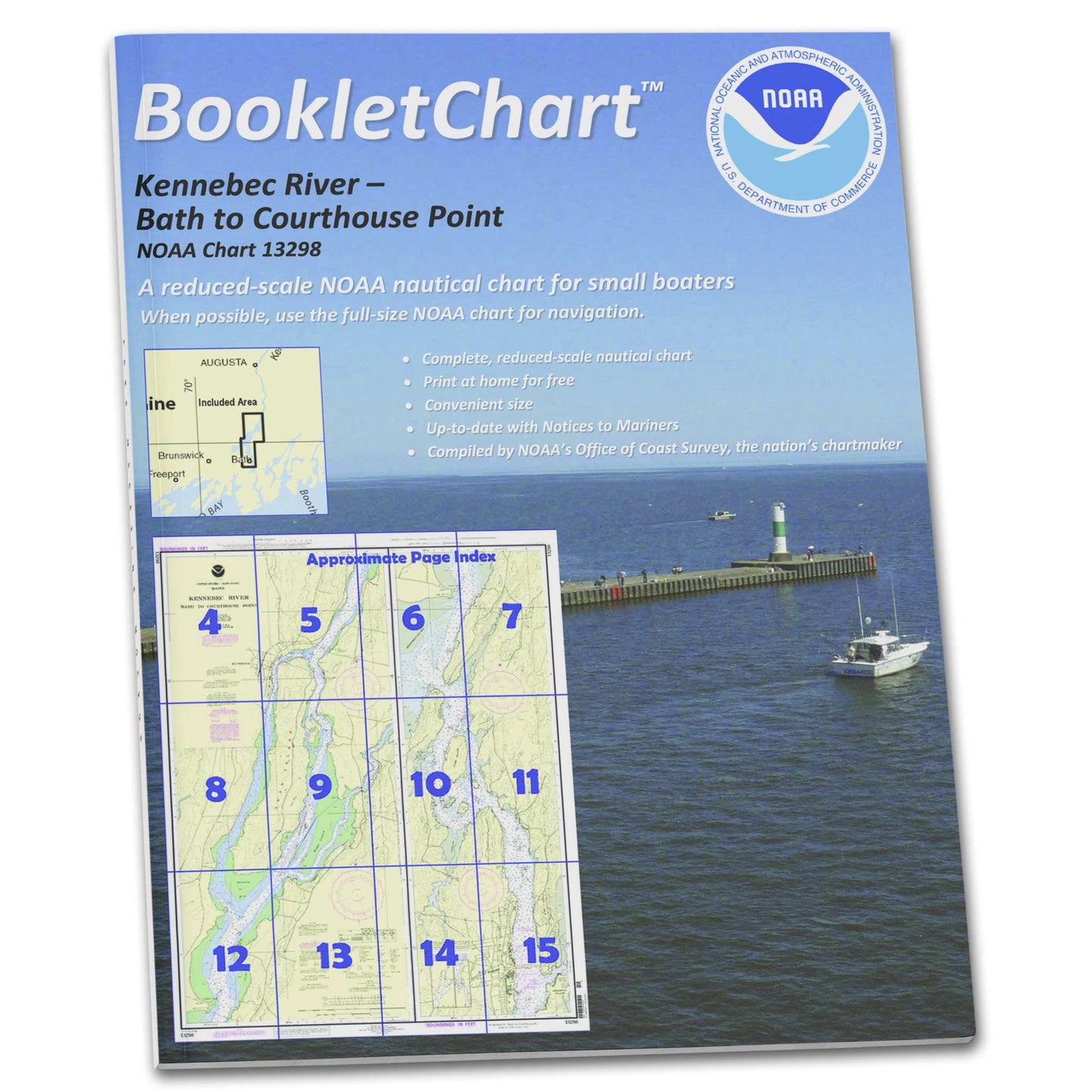 Paradise Clay CB13298 HISTORICAL NOAA Booklet Chart Kennebec River Bath to Courthouse Point