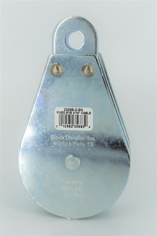 Block Division 03568-3/8-2-SN 3-1/2″ Fixed Eye Pulley Block, Snatch Pin, 2 Sheaves