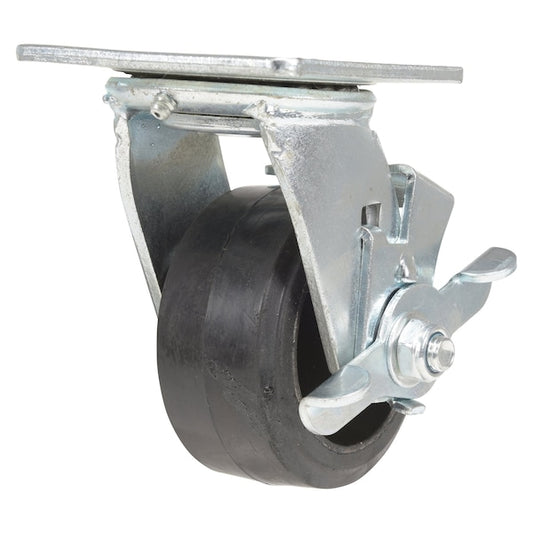 Vestil CST-VE-4X2MR-SWB Rubber Swivel With Brake Caster 4 In. Diameter x 2 In. Width 396 Lb. Capacity Black