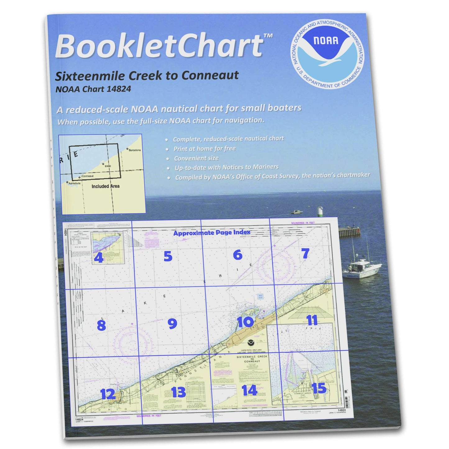 Paradise Clay CB14824 HISTORICAL NOAA Booklet Chart Sixteenmile Creek to Conneaut;Conneaut Harbor