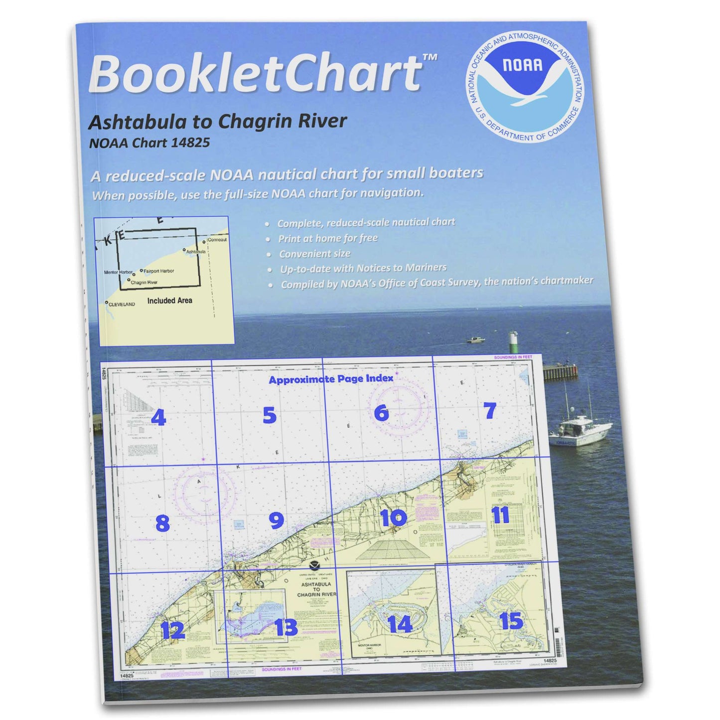 Paradise Clay CB14825 HISTORICAL NOAA Booklet Chart Ashtabula to Chagrin River;Mentor Harbor;Chagrin River