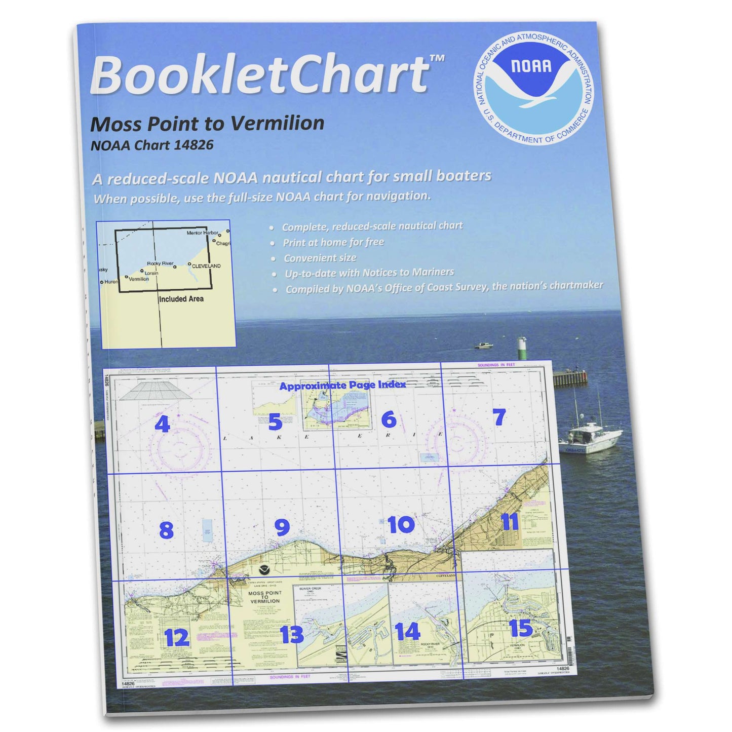 Paradise Clay CB14826 HISTORICAL NOAA Booklet Chart Moss Point to Vermilion;Beaver Creek;Vermilion Harbor;Rocky River