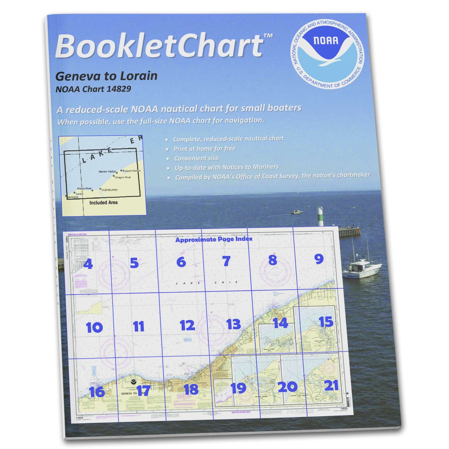 Paradise Clay CB14829 HISTORICAL NOAA Booklet Chart Geneva to Lorain; Beaver Creek; Rocky River; Mentor Harbor; Chagrin Ri.