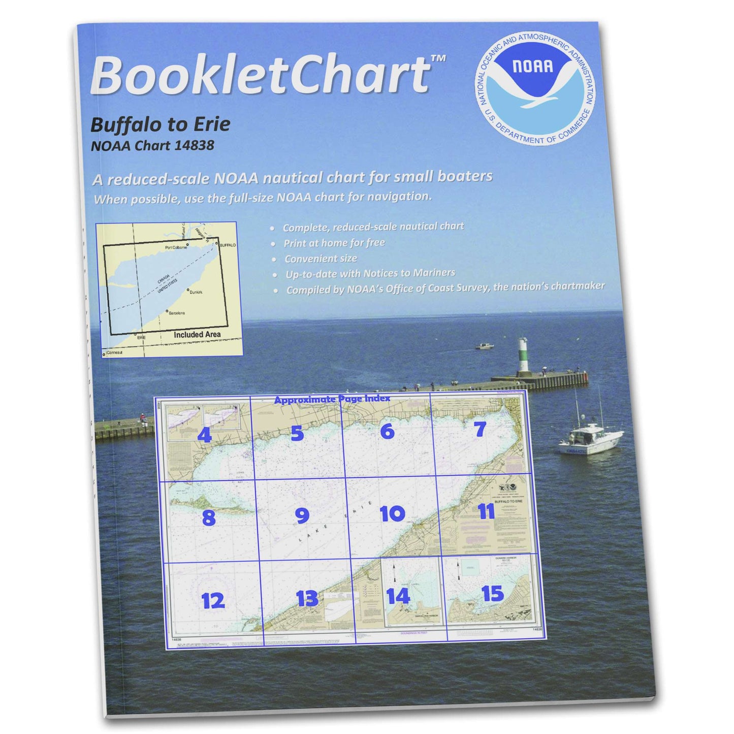 Paradise Clay CB14838 HISTORICAL NOAA Booklet Chart Buffalo to Erie;Dunkirk;Barcelone Harbor